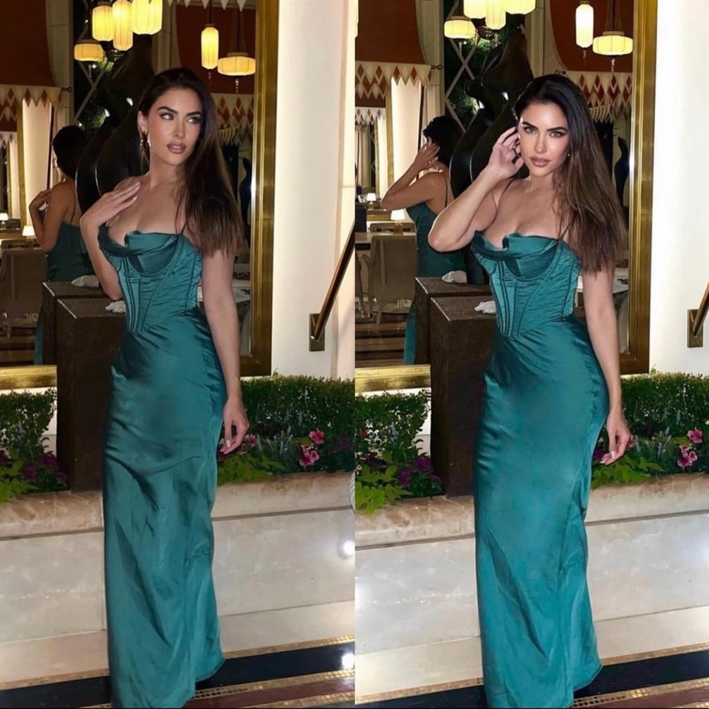 HOUSE OF CB 'Charmaine' Forest Corset Maxi Dress /Size NWOT